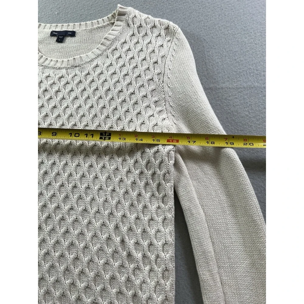 Gap Women's Large‎ Honeycomb Crew Neck Sweater Ivory Frost